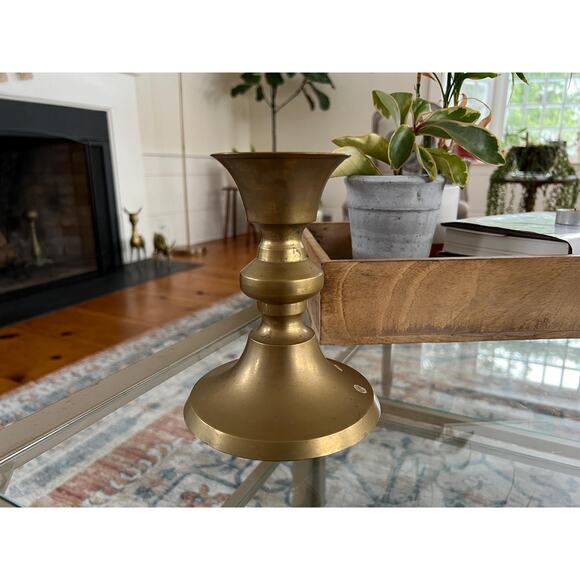 Vintage Brass Candle Stick, Pedestal, Large Candle Holder, Gold Brass - Picture 1 of 10